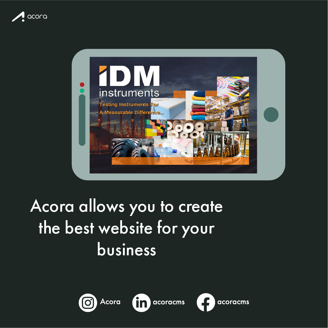 Social post that reads - Acora allows you to create the best website for your business