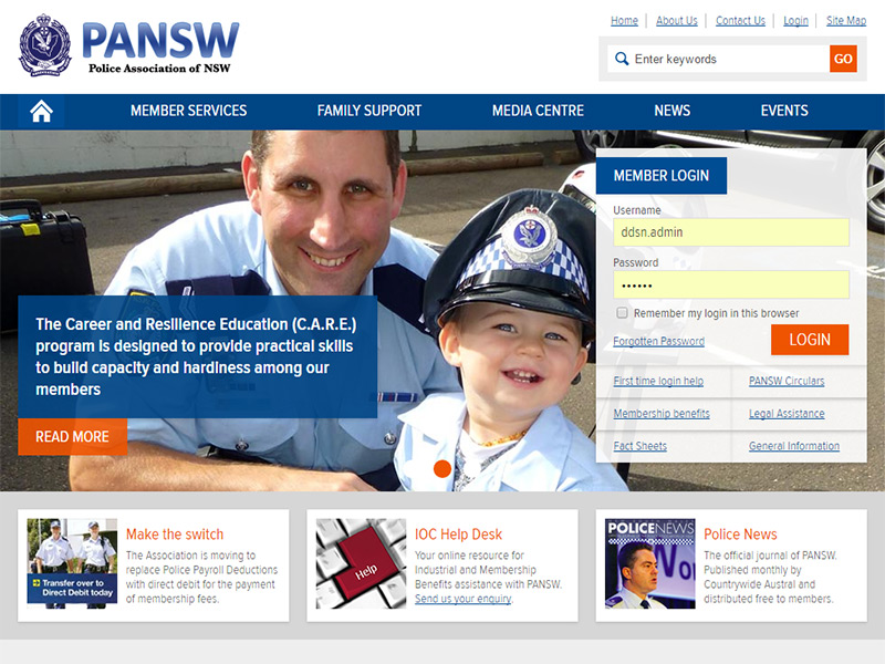 Screenshot of the GMW website built with Acora